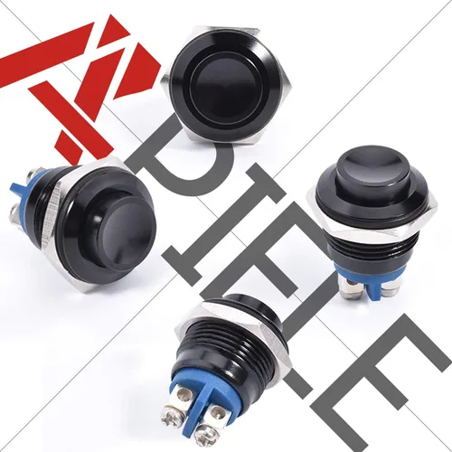 Vista 3 de APIELE Interruptor de botón momentáneo de 0.630 in, interruptor de botón momentáneo de 0.63 pulgadas, tapa redonda alta, carcasa de aluminio