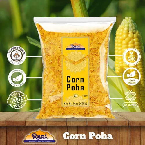 Vista 5 de Rani Maíz Poha 14oz (400g) ~ Todo natural Apto para gluten Vegano Kosher Origen indio