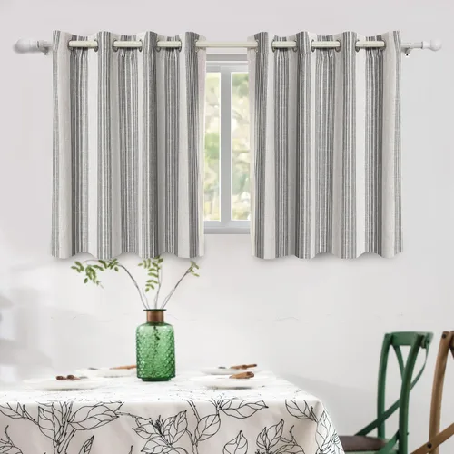 Vista 54 de DriftAway Chris Linen - Cortinas opacas con capa térmica y reductora de sonido, 90 pulgadas de largo para dormitorio, cortinas estampadas a rayas