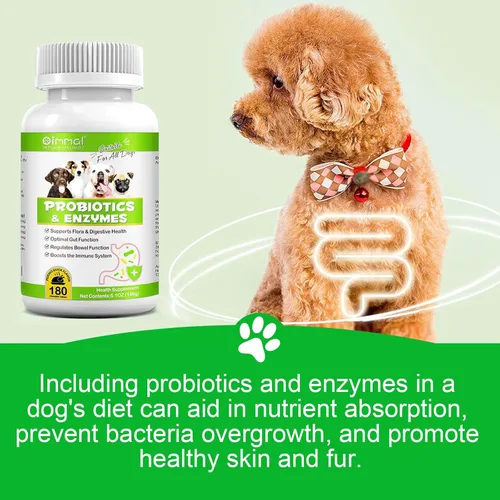 Vista 4 de Suplemento de probióticos para perros - Enzimas digestivas con prebióticos para la salud intestinal - Anti diarrea, apoyo intestinal e inmunidad