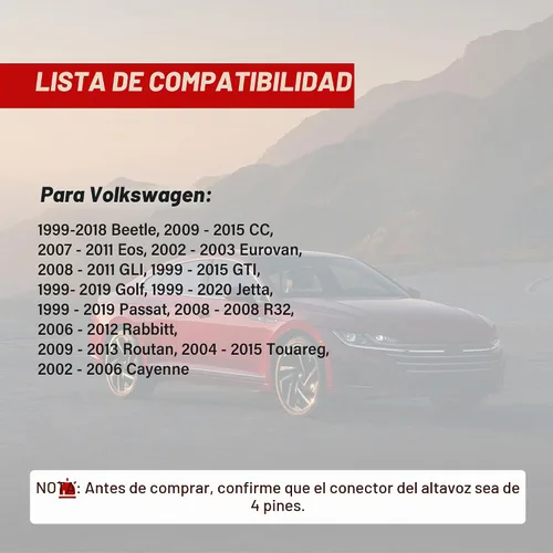 Vista 2 de RED WOLF Adaptador de arnés de cableado para altavoz de puerta, seleccione para VW Volkswagen 1999-2019 Golf/Beetle/Passat, 1999-2016 Jetta