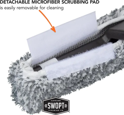 Vista 8 de SWOPT Cabezal de escobilla de goma combinada de 12 pulgadas, hoja con almohadilla de microfibra desmontable, intercambiable con todos los productos