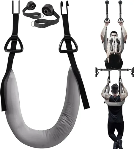 Correas colgantes para abdominales con anclaje de puerta y gancho para barra de dominadas, soporte de cuerpo completo para gimnasio en casa
