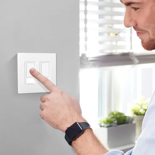 Vista 7 de Placa de pared sin tornillos de 2 segmentos, cubiertas de enchufe doble para enchufes eléctricos, interruptor de luz, placas de cara de tornillo