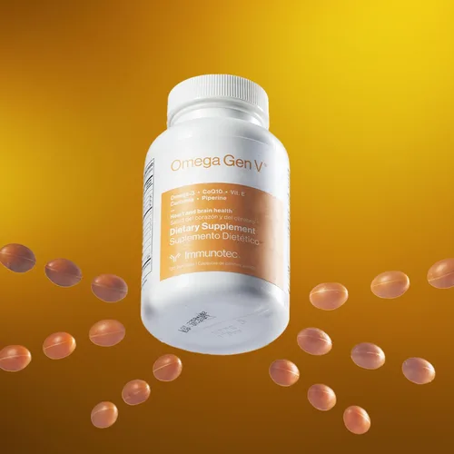 Vista 3 de Fórmula Omega Gen V® 5 en 1 – Aceite de pescado Omega-3 (1,800 mg) con EPA y DHA + CoQ10, cúrcuma, piperina y vitamina E Absorción rápida +
