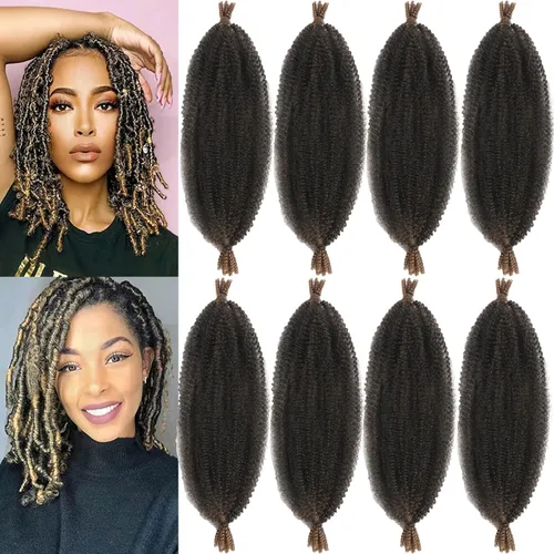 Vista 17 de 3 paquetes de cabello rizado afro elástico de 10 pulgadas, cabello trenzado Marley Twist 1B preseparado de ganchillo sintético suave para rastas