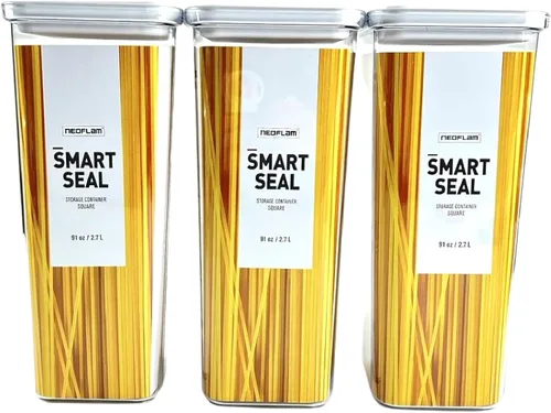 Vista 10 de Neoflam Recipiente hermético de almacenamiento de alimentos con sello inteligente (juego de 3) Cuerpo transparente Diseño modular, apilable