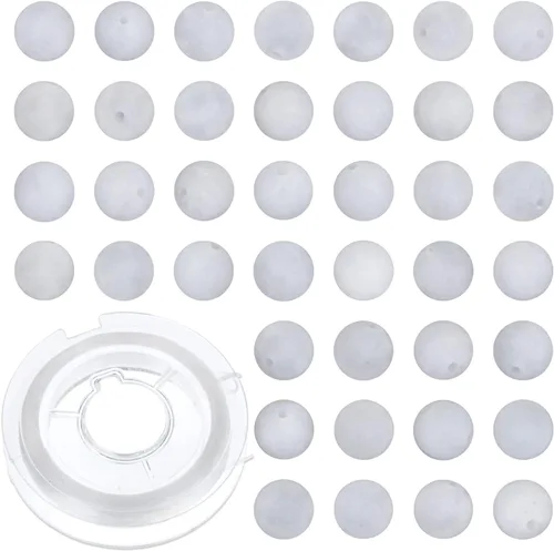 Vista 21 de 100 cuentas redondas sueltas de ónix negro natural de 0.315 pulgadas para fabricación de joyas con cordón elástico de cristal