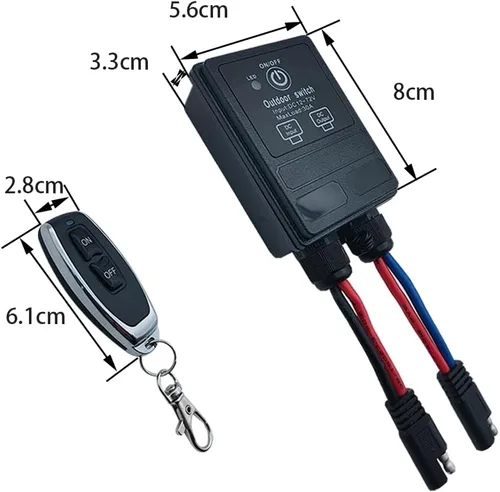 Vista 4 de Interruptor de control remoto inalámbrico de 12 voltios con conector SAE, interruptor remoto inalámbrico impermeable de largo alcance de 328 pies