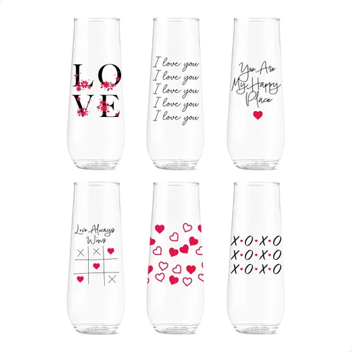 Vista 41 de TOSSWARE POP - Juego de 6 copas de champán con estampado de flauta de 9 onzas, de alta calidad, reciclables, irrompibles y de plástico transparente