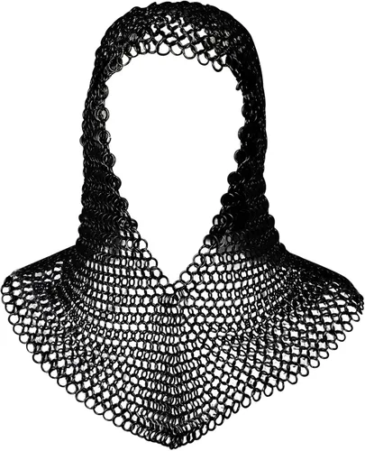 Mythrojan Chainmail Coif Caballero medieval renacentista Armadura cadena campana de correo vikingo LARP calibre 16