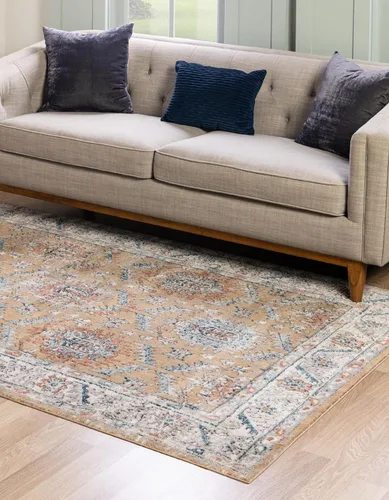 Vista 3 de Unique Loom Nyla Collection - Alfombra de área - Princesa (6 pies 1 pulgada x 9 pies, rectangular, amarillo mostazaazul)