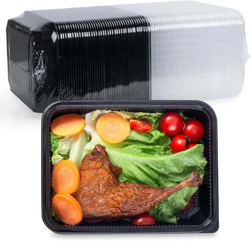 Vista 8 de YANGRUI Juego de 40 contenedores para preparar comida con tapa - 34 oz 4 compartimentos con sello cuádruple a prueba de fugas Contenedores