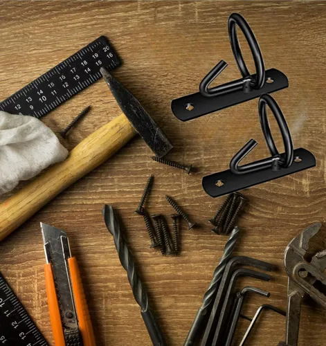 Vista 6 de Perchas de cubo de metal para puestos de caballos - Soporte de cubo de montaje en pared para alimentación de granos - Negro