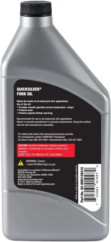 Vista 2 de Quicksilver 8M0128410 Aceite de horquilla de motocicleta – 1 Qt.