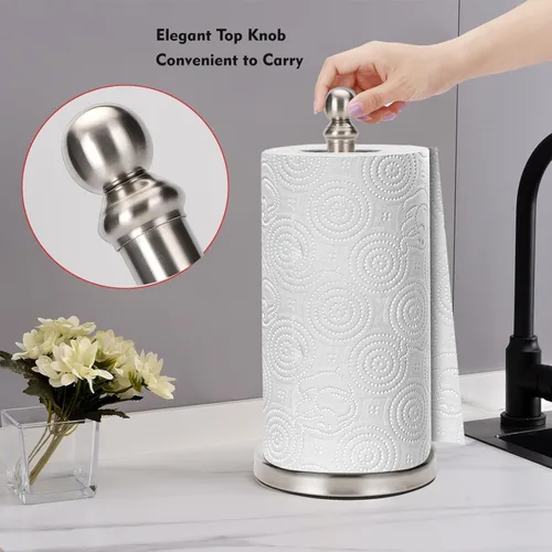Vista 2 de Fatizon Soporte para toallas de papel, soporte resistente para toallas de papel, soporte para rollos de papel para Kichen (níquel cepillado)
