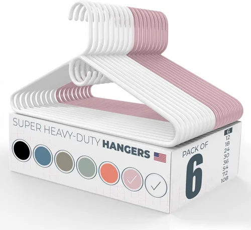 Vista 32 de Neaties Paquete de 6 perchas para ropa súper resistentes, fabricadas en los Estados Unidos, capacidad de 10 libras, perchas de plástico grueso