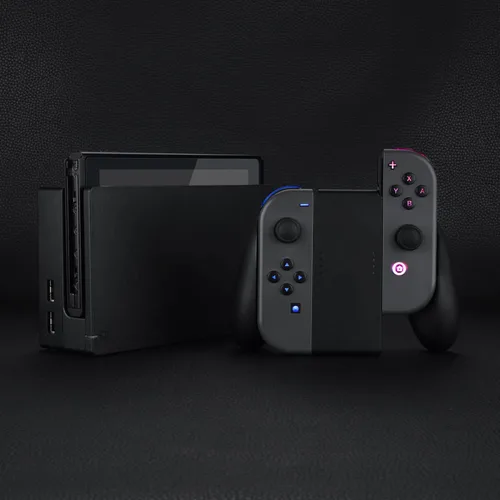 Vista 6 de eXtremeRate 7 Colors 9 Modes NS Joycon DFS LED Kit, Multi-Colors Luminated Black Classical Symbols ABXY Trigger Face Buttons for Nintendo Switch &