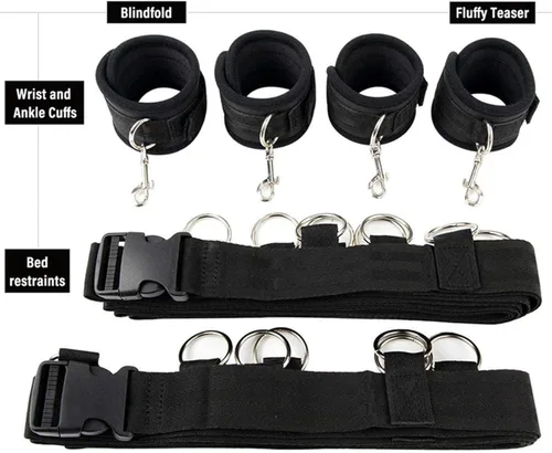 Vista 2 de Pulseras de mano sexual para mujer, bandas de resistencia sexual con correa de tobillo, kit de sujeción ajustable para muñeca y tobillo, cuerdas