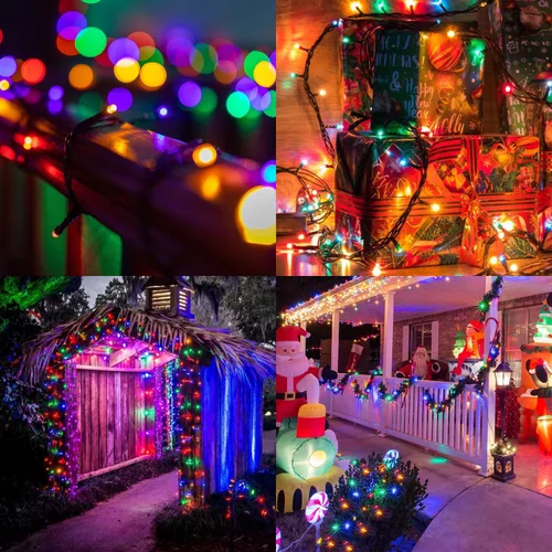 Vista 5 de LSCHARM Solar Christmas Lights Outdoor Waterproof, 400 LED 131 Ft Solar String Lights, 8 Modes Multiple Colors, Solar Fairy Lights for Garden