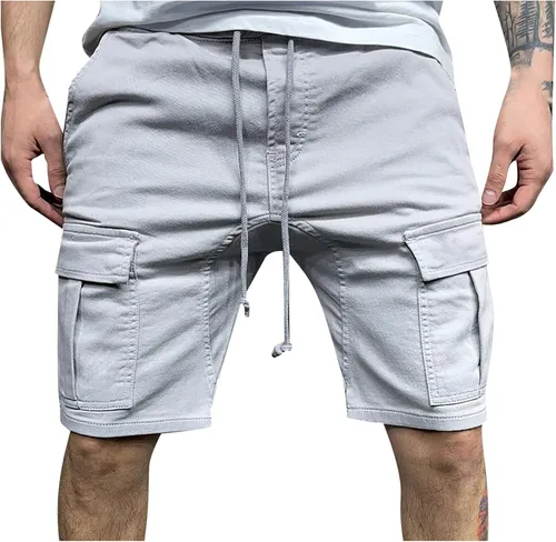 amidoa Pantalones cortos de carga para hombre para grandes y altos, pantalones cortos de verano con cordón y bolsillos grandes