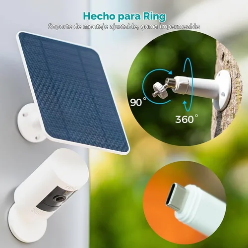 Vista 10 de Vicohome Paneles solares de 5V para cámaras de seguridad para comederos de pájaros con tasa de conversión de energía del 23%, cable de 9.8 pies