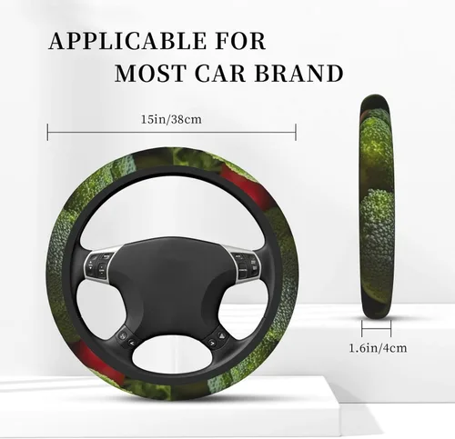 Vista 5 de Nutritious - Funda para volante con estampado de verduras, suave, antideslizante, funda elástica para volante de automóvil, protector universal