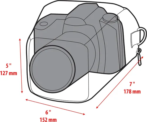 Vista 2 de USA GEAR Bolsa compacta para guardar cámara con cobertor para lluvia y correa para hombro