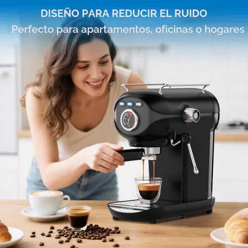 Vista 6 de XIXUBX Máquina de Espresso, Bomba de 20 BAR Control de Temperatura, Cafetera Espresso Compacta con Espumador de Leche al Vapor, Cafeteras