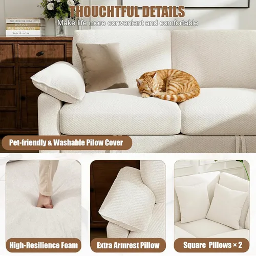 Vista 5 de Loveseat Sofa with Pull Out Couch Bed, 2-in-1 Convertible 2 Seater Sleeper Sofa with Removable Sofa Cover, Sectional Couches for Small Spaces Living