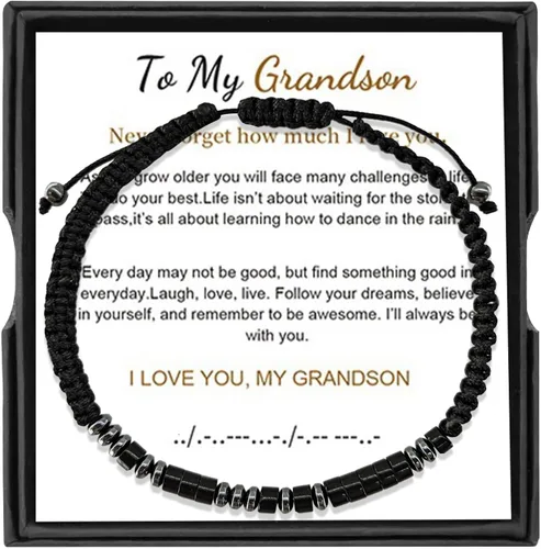 Vista 13 de Pulsera con código morse, regalos de Navidad para hijo, nieto, hija, nieta, sobrino, regalo de cumpleaños inspirador