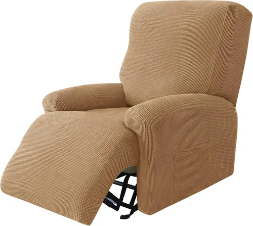 Vista 16 de CONRUSER Funda elástica para sillón reclinable, 4 piezas, funda gruesa para sofá de un solo asiento, funda de jacquard suave para sillón reclinable