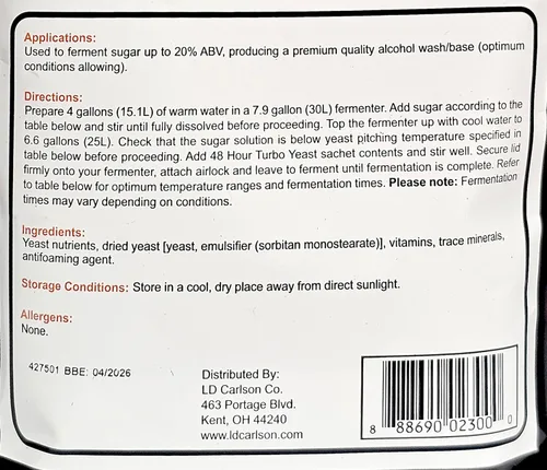 Vista 8 de 48 HORAS TURBO LEVADURA FERMFAST 8.57 oz PAQUETE