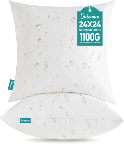 Vista 11 de Oubonun Juego de 2 rellenos de almohada lumbar impermeables para exteriores