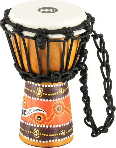 Vista 12 de Mini tambor de mano Djembe para decoración de habitaciones - NO HECHO EN CHINA - Madera de caoba pintada a mano, 2 años de garantía