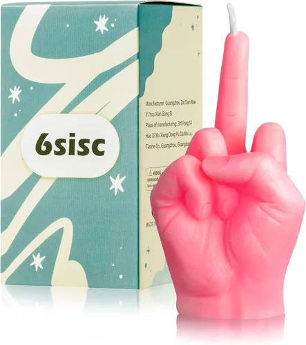 Vela Perfumada con Forma de Dedo Medio Rosa Intenso Estética Danesa Pastel Decoración de Habitación Velas de Fragancia de Pino Cera de Soja Vegana de 6sisc