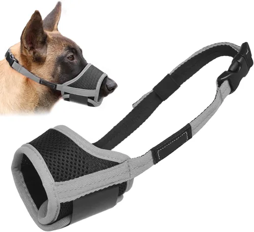 Vista 28 de LUCKYPAW Bozal para perro, bozales suaves para perros pequeños, medianos y grandes, cubierta de boca transpirable para dejar de morder y masticar