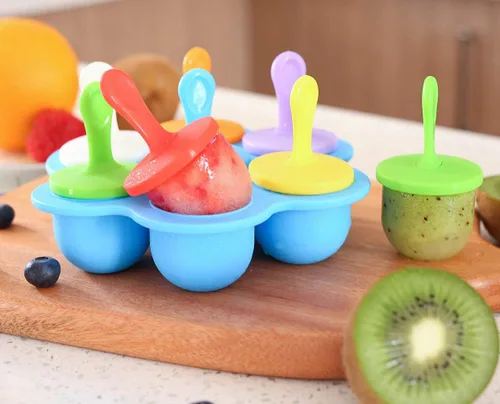 Vista 2 de Moldes de Silicona para Paletas, Moldes para Paletas de Hielo, Contenedor de Almacenamiento para Comida Casera, Moldes Pop DIY de Helados para Niños