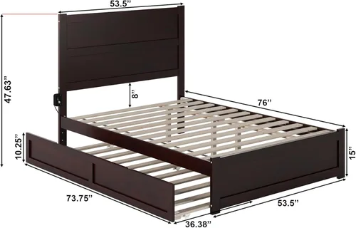 Vista 52 de AFI NoHo - Cama de plataforma de tamaño individual con estribo y cama corrediza individual en espresso