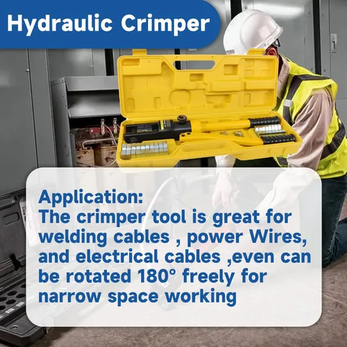 Vista 6 de WFLNHB Herramienta de prensado de terminales de terminal de cable de alambre hidráulico de 16 toneladas con 11 troqueles YQK-300 apto para cables