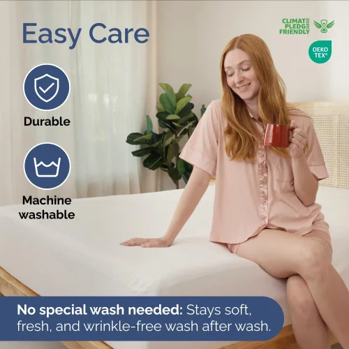 Vista 5 de Protector de colchón King impermeable – Funda de colchón tamaño King – Protector de cama impermeable – Sábana bajera absorbente de hasta 16 pulgadas