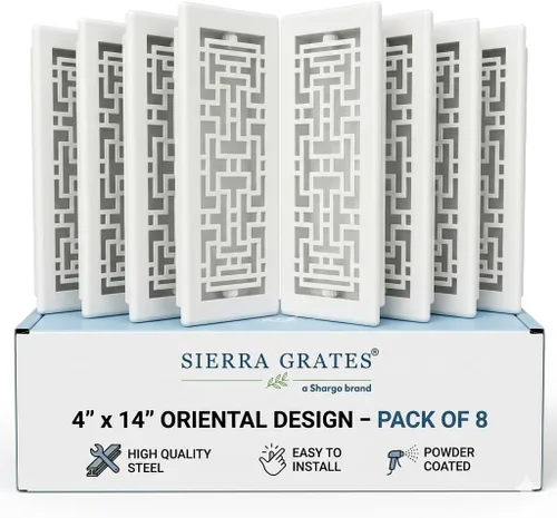 Vista 12 de Rejilla de Piso de Diseño Oriental de 4" x 10" en Acabado Bronce Metálico - Cubiertas de Ventilación para Piso del Hogar - Cubiertas Decorativas
