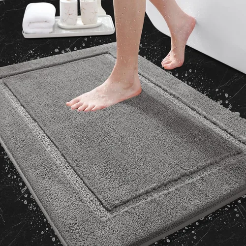 Vista 31 de Alfombras de baño de 24 x 17 pulgadas, microfibra extra suave y absorbente, parte trasera antideslizante, secado rápido, lavable a máquina, tapetes
