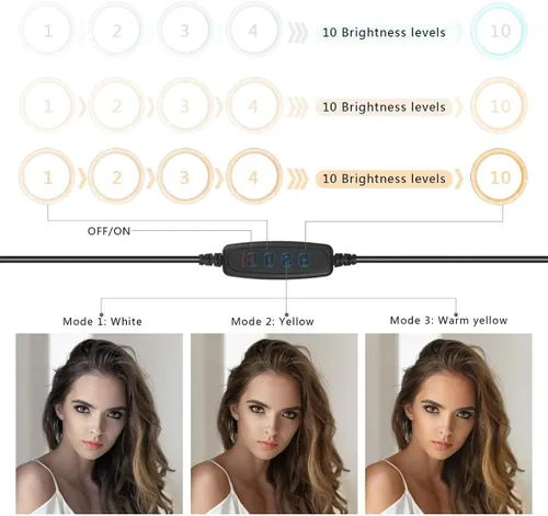 Vista 4 de Luz de banco de trabajo, anillo de luz de escritorio con brazo de abrazadera giratorio, anillo de luz USB de 8 pulgadas para lectura, manualidades