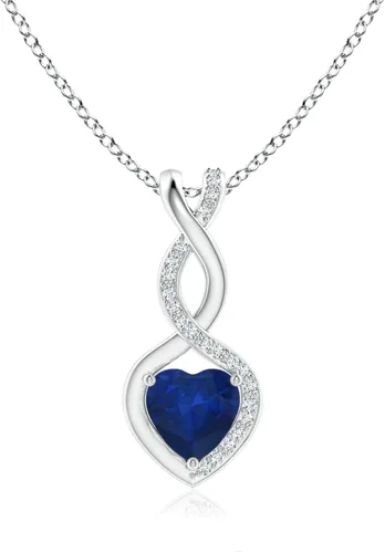 Vista 23 de Angara Heart-Shaped Blue Sapphire Infinity Pendant with Diamond Accents Oro Rosa