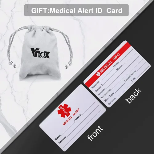 Vista 8 de VNOX Alerta de emergencia médica para hombres y mujeres pulsera ajustable de goma de silicona de acero inoxidable