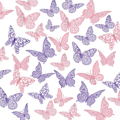 Vista 9 de Decoración de pared de mariposa dorada 3D, 3 tamaños, 4 estilos, decoraciones de fiesta de mariposas, decoraciones de pasteles, calcomanías