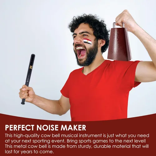 Vista 3 de Epic Creations Campana de vaca con asa, campana de vaca de 7 pulgadas, máquina de ruido, campana batidora de cencerro, campana de animación