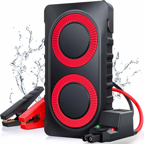 Juego de arrancador de batería de automóvil portátil 2000 A , de12 800 mAh (6.5 L de gasolina o 5.5 L de diésel) con cables de puente inteligentes