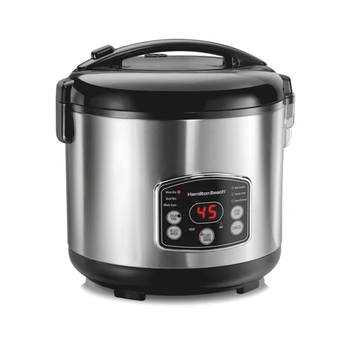 Vista 9 de Hamilton Beach Arrocera Digital Programable y Vaporera de Alimentos, 12 Tazas Cocidas (6 Sin Cocinar), con Funciones de Cocción Lenta y Huevo Azul